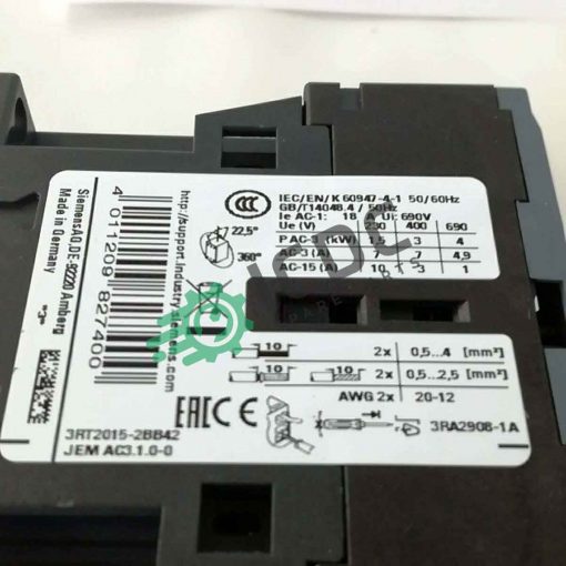 SIEMENS 3RT2015 2BB42 ICDC 001249 4