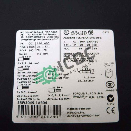 SIEMENS 3RW3045 1AB04 ICDC 010147 2