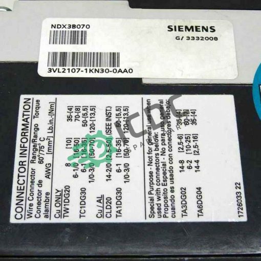 SIEMENS 3VL2107 1KN30 0AA0 ICDC 000642 3