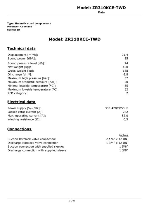 COPELAND - ZR310KCE-TWD-522 - Compressor - Image 4